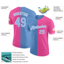 Load image into Gallery viewer, Custom Pink Light Blue-White Split Fashion Performance T-Shirt