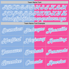 Load image into Gallery viewer, Custom Pink Light Blue-White Split Fashion Performance T-Shirt