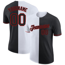 Load image into Gallery viewer, Custom Black White-Red Split Fashion Performance T-Shirt