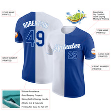 Load image into Gallery viewer, Custom Royal White-Light Blue Split Fashion Performance T-Shirt
