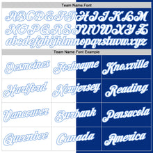 Load image into Gallery viewer, Custom Royal White-Light Blue Split Fashion Performance T-Shirt