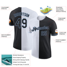 Load image into Gallery viewer, Custom Black White-Light Blue Split Fashion Performance T-Shirt
