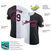 Load image into Gallery viewer, Custom Black White-Pink Split Fashion Performance T-Shirt