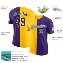 Load image into Gallery viewer, Custom Purple Black-Yellow Split Fashion Performance T-Shirt