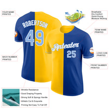 Load image into Gallery viewer, Custom Royal Light Blue-Yellow Split Fashion Performance T-Shirt