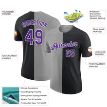 Load image into Gallery viewer, Custom Black Purple-Gray Split Fashion Performance T-Shirt