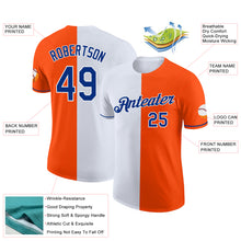 Load image into Gallery viewer, Custom Orange Royal-White Split Fashion Performance T-Shirt