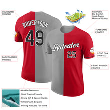 Load image into Gallery viewer, Custom Red Black-Gray Split Fashion Performance T-Shirt