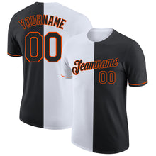 Load image into Gallery viewer, Custom Black White-Orange Split Fashion Performance T-Shirt