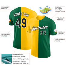 Load image into Gallery viewer, Custom Kelly Green Black-Yellow Split Fashion Performance T-Shirt