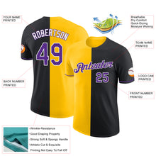 Load image into Gallery viewer, Custom Black Purple-Yellow Split Fashion Performance T-Shirt