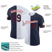 Load image into Gallery viewer, Custom Navy White-Red Split Fashion Performance T-Shirt