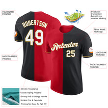 Load image into Gallery viewer, Custom Black Red-Old Gold Split Fashion Performance T-Shirt