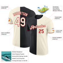 Load image into Gallery viewer, Custom Cream Black-Red Split Fashion Performance T-Shirt