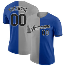 Load image into Gallery viewer, Custom Royal Black-Gray Split Fashion Performance T-Shirt