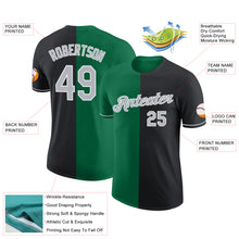 Load image into Gallery viewer, Custom Black Gray-Kelly Green Split Fashion Performance T-Shirt