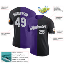 Load image into Gallery viewer, Custom Black Gray-Purple Split Fashion Performance T-Shirt