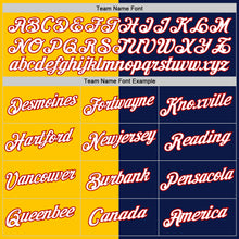 Load image into Gallery viewer, Custom Navy Red-Yellow Split Fashion Performance T-Shirt