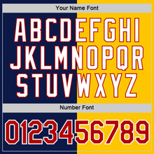 Load image into Gallery viewer, Custom Navy Red-Yellow Split Fashion Performance T-Shirt