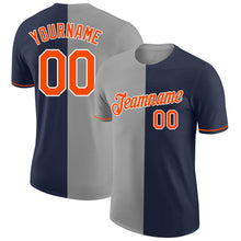 Load image into Gallery viewer, Custom Navy Orange-Gray Split Fashion Performance T-Shirt