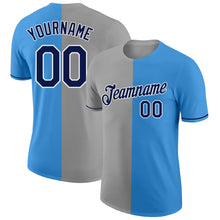 Load image into Gallery viewer, Custom Powder Blue Navy-Gray Split Fashion Performance T-Shirt