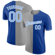 Load image into Gallery viewer, Custom Royal Light Blue-Gray Split Fashion Performance T-Shirt