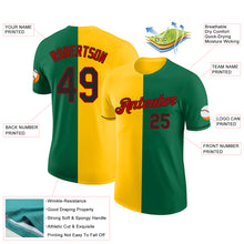 Load image into Gallery viewer, Custom Kelly Green Black Yellow-Red Split Fashion Performance T-Shirt