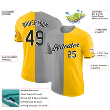 Load image into Gallery viewer, Custom Yellow Black-Gray Split Fashion Performance T-Shirt