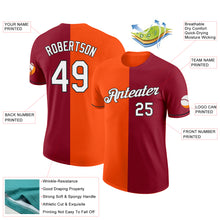 Load image into Gallery viewer, Custom Crimson Orange-Black Split Fashion Performance T-Shirt