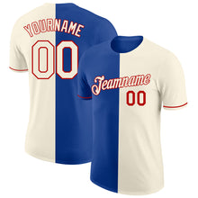 Load image into Gallery viewer, Custom Cream Royal-Red Split Fashion Performance T-Shirt