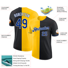 Load image into Gallery viewer, Custom Black Royal-Yellow Split Fashion Performance T-Shirt