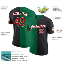 Load image into Gallery viewer, Custom Black Red-Kelly Green Split Fashion Performance T-Shirt