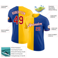 Load image into Gallery viewer, Custom Royal Red-Yellow Split Fashion Performance T-Shirt