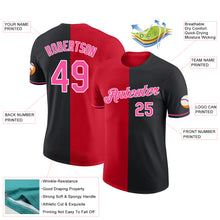 Load image into Gallery viewer, Custom Black Pink-Red Split Fashion Performance T-Shirt