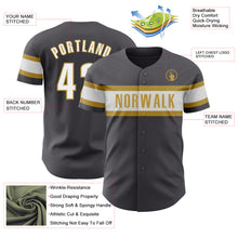 Load image into Gallery viewer, Custom Steel Gray White-Old Gold Authentic Baseball Jersey