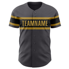 Load image into Gallery viewer, Custom Steel Gray Black-Old Gold Authentic Baseball Jersey