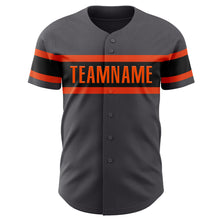 Load image into Gallery viewer, Custom Steel Gray Black-Orange Authentic Baseball Jersey