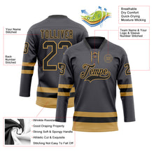 Load image into Gallery viewer, Custom Steel Gray Black-Old Gold Hockey Lace Neck Jersey