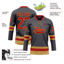 Load image into Gallery viewer, Custom Steel Gray Red-Old Gold Hockey Lace Neck Jersey