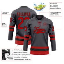 Load image into Gallery viewer, Custom Steel Gray Red-Black Hockey Lace Neck Jersey