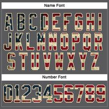 Load image into Gallery viewer, Custom Steel Gray Vintage USA Flag Cream-Black Hockey Lace Neck Jersey