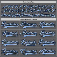 Load image into Gallery viewer, Custom Steel Gray Light Blue-Black Hockey Lace Neck Jersey