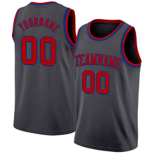 Load image into Gallery viewer, Custom Steel Gray Red-Royal Authentic Basketball Jersey