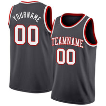Load image into Gallery viewer, Custom Steel Gray White-Red Authentic Basketball Jersey