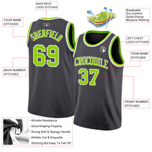 Load image into Gallery viewer, Custom Steel Gray Neon Green-White Authentic Basketball Jersey