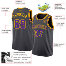 Load image into Gallery viewer, Custom Steel Gray Purple-Gold Authentic Basketball Jersey