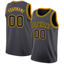 Load image into Gallery viewer, Custom Steel Gray Black-Gold Authentic Basketball Jersey