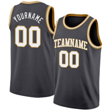 Load image into Gallery viewer, Custom Steel Gray White-Old Gold Authentic Basketball Jersey