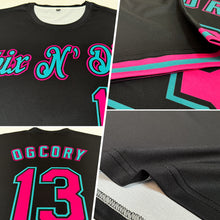 Load image into Gallery viewer, Custom Black Pink-Teal Performance T-Shirt