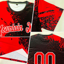 Load image into Gallery viewer, Custom Red Black-White 3D Pattern Design Abstract Brush Stroke Performance T-Shirt